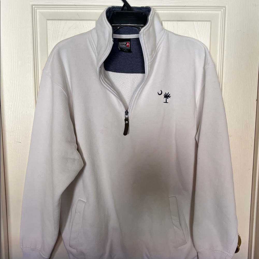 Outfitter Trading Thick White Half-Zip Sweatshirt Embroidered Palm size Medium